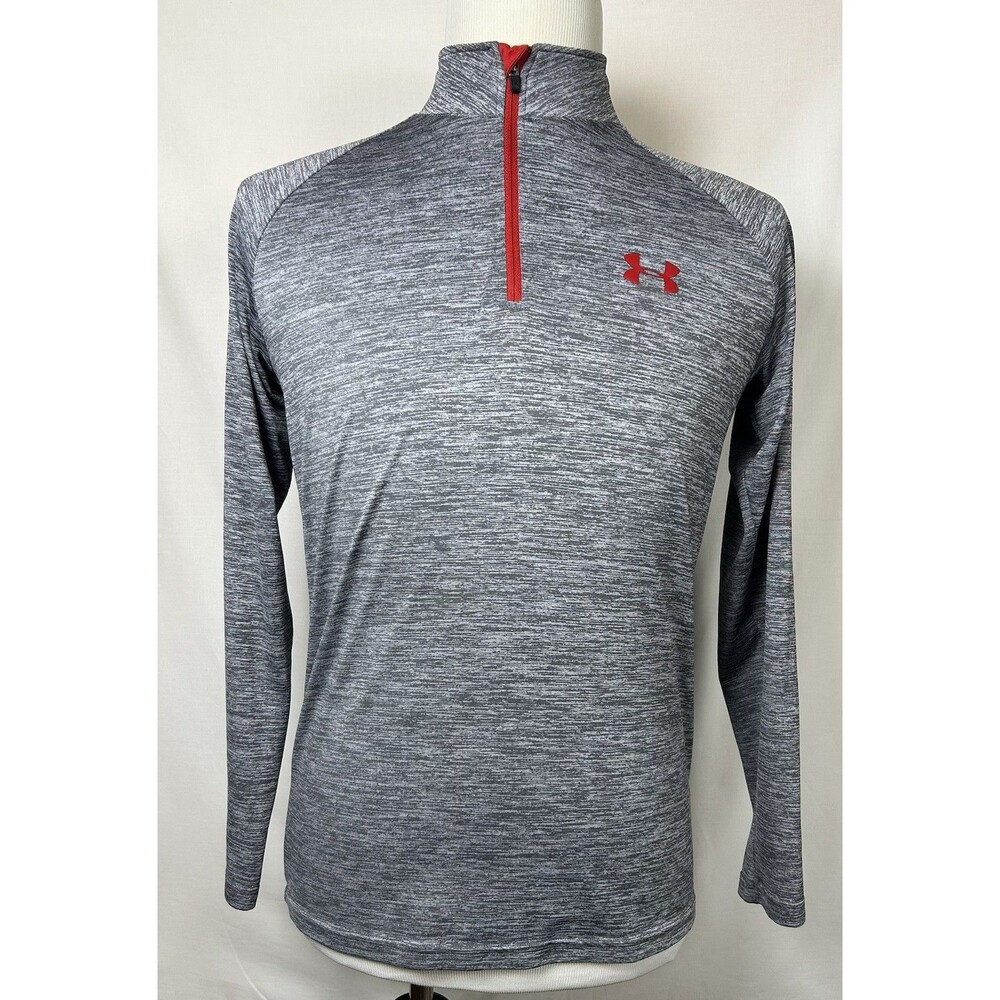 Under Armour UA Tech Men’s Small 1/2 Zip Pullover Red Heather Space Dye HeatGear